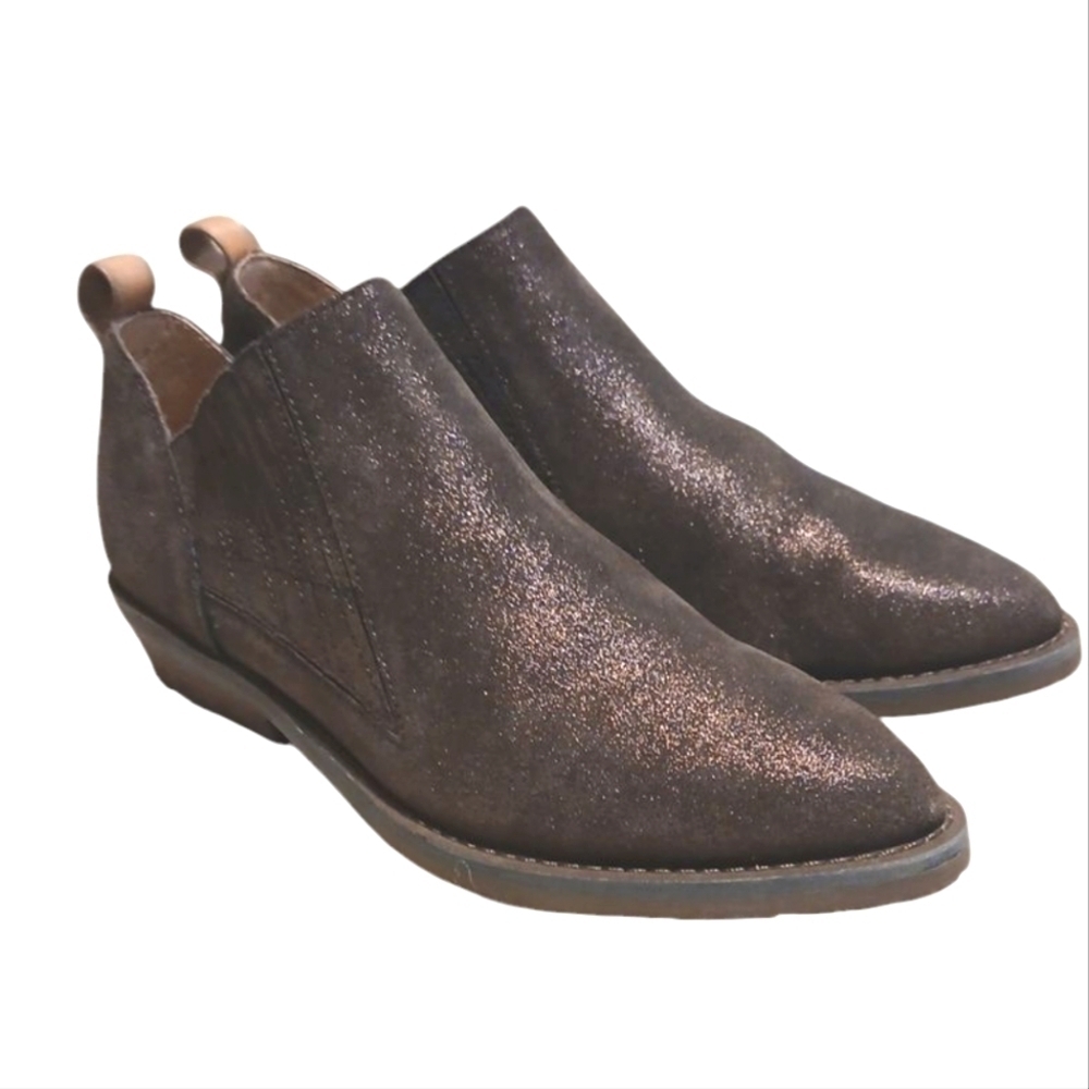 NEW Gentle Soles Metallic Brown Ankle Boots Womens Slip-on Brown Booties Sze 7 M